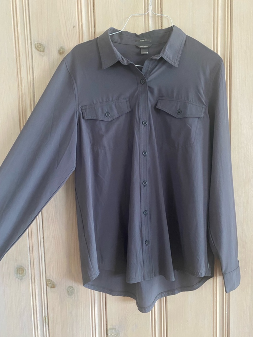 Eddie Bauer Dark Gray Button-Front Lightweight Shirt
